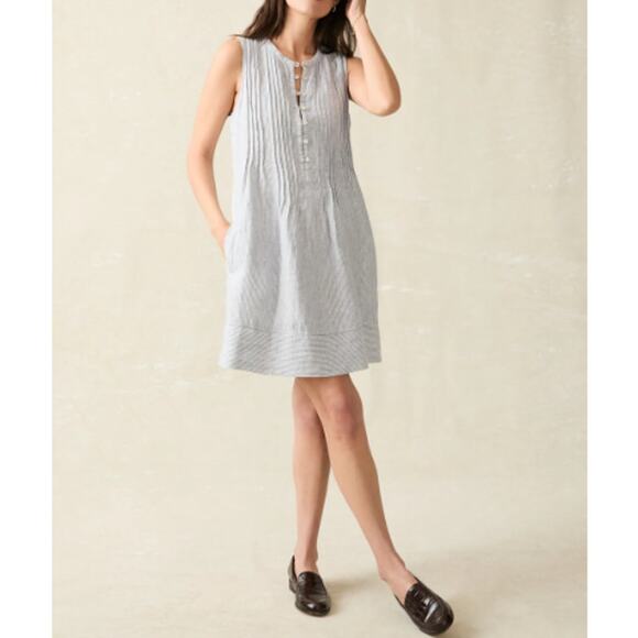 Faherty Blue Mini Stripe Isha Dress XL - Picture 12 of 13